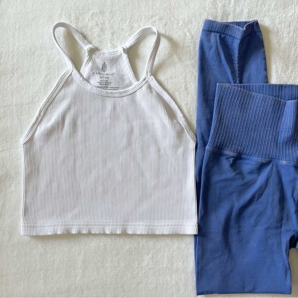 Free People Happiness Runs Crop Top And Good Karma High Rise Leggings Set - Picture 2 of 10